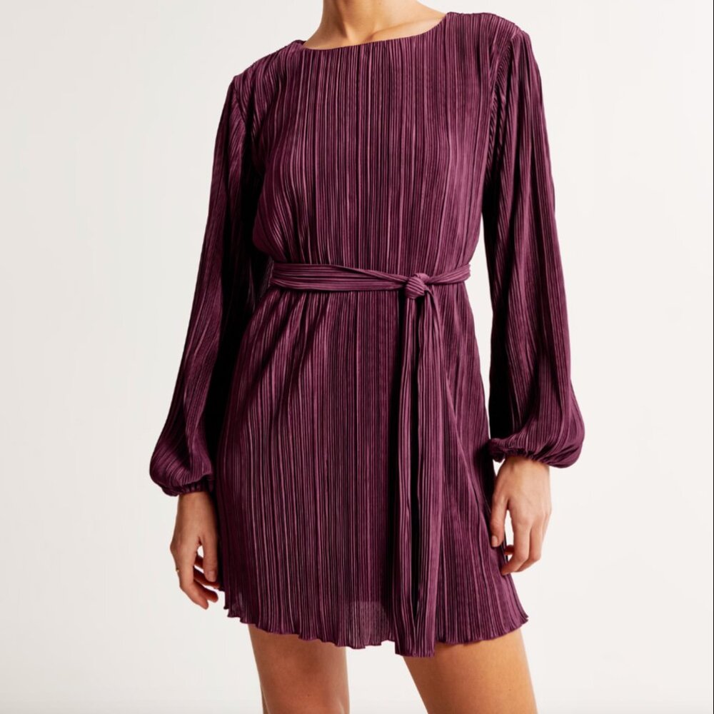 Abercrombie & Fitch Satin Plisse Easy Mini Dress XS TALL